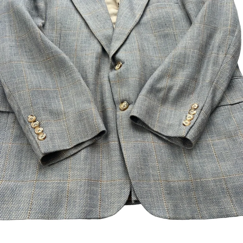Bowdon Men’s Size 44R Gray Brown Tan‎ Plaid Single Breasted Button Blazer Jacket